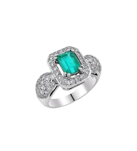 1.18 Karat Pırlantalı Pırlantalı Zümrüt Yüzük PR.YZK004