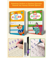 Harfleri ve Sayıları Yazmayı Kolayca Öğreten Kitap  Sihirli Uçan Kalemli Oluklu (kabartmalı) Kitap