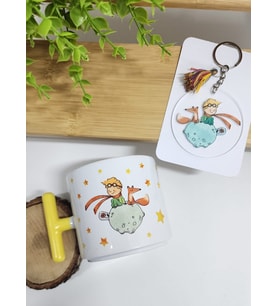 Küçük Prens Desenli  T Latte Fincanı Anahtarlık Hediye Seti