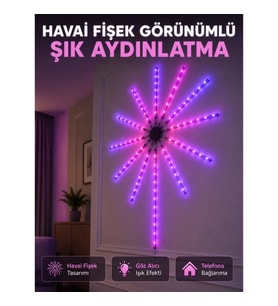 Mey İthalat® Dekoratif RGB Fireworks LED Duvar Işığı Çok Renkli Telefon Kontrollü LED Aydınlatma