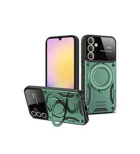 Samsung Galaxy A54 5g Kılıf Joy Lens Standlı Kapak - Koyu Yeşil