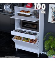 Eliusta Meva 100 cm Çekmeceli Fırın Dolabı Sepetli Çok Amaçlı Mutfak Kiler Oyuncak Banyo Dolabı 100x163x32cm