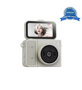 2k Mini Dijital Retro Video Kamera Flaşlı Dijital Vlog Mini Fotoğraf Makinesi Türkçe Menü Bej