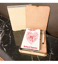 Sevgiliye Hediye Ahşap Kutulu Defter Kalem Set 028