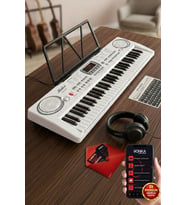Midex PS-1500WH-H Başlangıç İçin 61 Tuşlu Org Kulaklık Notalık Adaptör Öğrenim Metodu (100 Ses 100 Ritim)