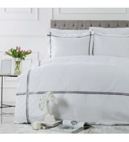 Karaca Home White Colllection Valse Gri Çift Kişilik Saten Şeritli Percale Nevre
