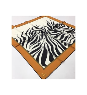 Zebra Desen Black Seri Twill Eşarp Eşarp Askısı ile Birlikte 90x90 cm Turuncu Be