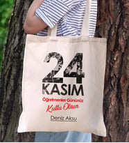BK Gift Kişiye Özel Öğretmenler Günü Tasarımlı Kanvas Bez Çanta- 9, Öğretmene Hediye, Öğretmenler Günü