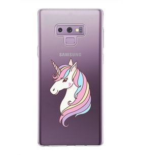Samsung Galaxy Note 9 Kapak Unicorn Tasarımlı Şeffaf Silikon Kılıf