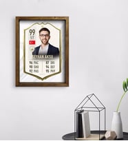 BK Gift Kişiye Özel Doğal Masif Ahşap Çerçeveli Tablo 45x65cm Futbolcu Kartı-11
