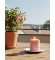 İNCİ TANELERİ HEDİYELİK DEKORATİF PORTAKAL ÇİÇEĞİ KOKULU PARAFİN WAX MUM (PEMBE RENKLİ)