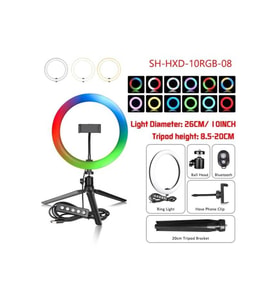 10 İnç RGB LED Selfie Işığı Mini Tripod ile Makyaj ve YouTube Çekimleri
