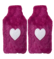 SICAK SU TORBASI 2 ADET,PELUŞ KALPLİ,PEMBE TERMOFOR 29x17CM 750ml
