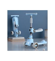 Ayarlanabilir Yükseklik 3 Tekerlekli Çocuk Scooterı Katlanabilir Kaykay Mavi
