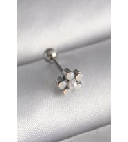 316L Çelik Gümüş Renk Zirkon Taşlı Çiçek Model Tragus Piercing TJ-PR1283