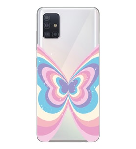Samsung Galaxy A71 Uyumlu Renkli Kelebek Tasarımlı Şeffaf Telefon Kılıfı