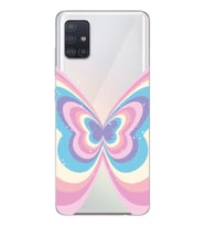 Samsung Galaxy A71 Uyumlu Renkli Kelebek Tasarımlı Şeffaf Telefon Kılıfı