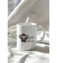 Mizahi Söz Ve Sevimli Figürlü 330ml Baskılı Beyaz Seramik Kupa Bardak