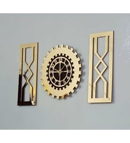 Dekoratif Hediyelik Aynalı Pleksiglass Gold Tablo Duvar Saati 3'lü Set 40x40 cm