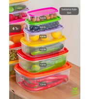 6'lı Set Erzak Saklama Kabı Seti BPA Free Erzak Kabı Bakliyat Saklama Kapları Buzdolabı Kabı