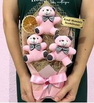 Kişiye Özel Ayıcık Buketi - Büyük Boy Pembe Ayıcıklar Buketi - Peluş Ayıcık Buketi (Model 2)