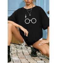 Unisex Potter Baskılı T-shirt (Siyah)