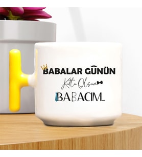 Babalar Günü Temalı T Kulplu Kupa – Sarı