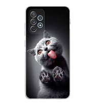 PrintiFy Samsung Galaxy A72 ile Uyumlu Kedi 2 Kamera Korumalı Şeffaf Kılıf