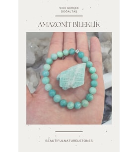 Amazonit Taşı Doğaltaş Bileklik 8 Mm