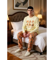 Kız Çocuk Panda Baskılı Bisiklet Yaka Uzun Kollu Pijama Takımı Fonksiyonel Dayanıklı Rahat