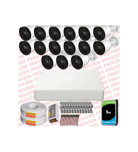 Provzen RV Hikvision 15 Kameralı Full HD 20mt Gece Görüşlü Güvenlik Kamerası Olay Anında bildirim