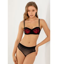 Miorre Push-Up Dolgulu Straplez Sütyen Takım (Siyah)