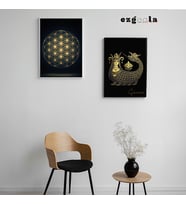 Ezgoola / Yaşam Çiçeği ve  Şahmaran Poster 2li Çerçevesiz / Mistik ve Renkli Sanat Tasarımı / Ezgoola Özgün Poster / 350 gr Kağıt / Poster / Mistik Poster
