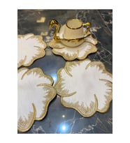 Hawaii Gold 6'lı Kokteyl Sunum Peçetesi Linen Keten Kumaş Üzeri Nakışlı Sunumluk