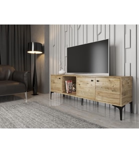 Wood'n Love Hira 160 Cm Metal Ayaklı Tv Ünitesi - Atlantik Çam / Siyah