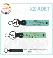 Motor Severlere Özel, İsim Plaka ve 0 Rh (+) Kan Grubu Yazılı 2'li Anahtarlık Set, Yeşil-Turkuaz-Ysl (Çok Renkli)