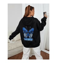 Kelebek Kapüşonlu Sweatshirt (Siyah)