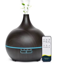 500ml Kumandalı Ahşap Desenli Aroma Difüzör – 7 Renk LED, RGB Işıklı Hava Nemlendirici