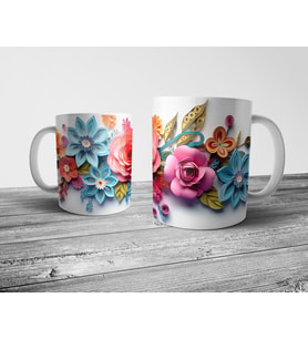 Pixxa Çiçek Desenli Floral Kupa Bardak Model 7