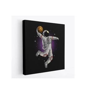 Ay'da Basketbol Oynayan Astronot Kanvas Tablo-5068