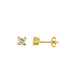 Sarı Altın 14 Ayar Tek Taş Küpe