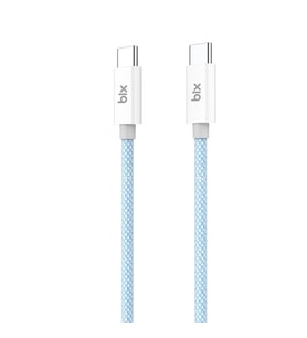 Bix T2CC Type-C'den Type-C'ye 60W Örgülü PVC Kablo 1m,Mavi