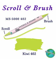 Zig Scroll & Brush Çift Çizgi ve Fırça Uçlu Kaligrafi ve Gölgeleme Kalemi 402 Kiwi 
