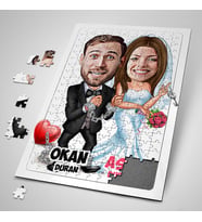 Yıldönümü Hediyesi Kişiye Özel Evlendik Ayvayı Yedik Karikatürlü Puzzle