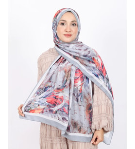 Luissa Bambu Kraş Şal Pastel Desen Gri