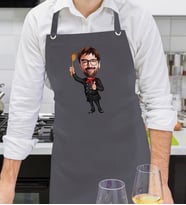 BK Gift Kişiye Özel Erkek Chef Karikatürlü Profesyonel Antrasit Mutfak Önlüğü, Aşçı Önlüğü, Şef Önlüğü, Arkadaşa Hediye-7