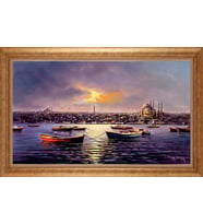 Çerçeveli Paspartulu Manzara Tablo bm1542 (Gold)