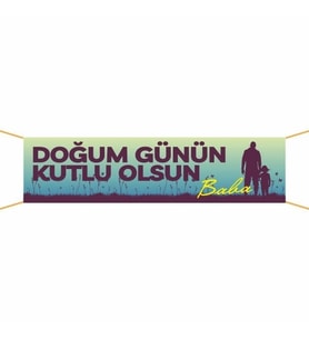 Doğum Günü Pankartı (Baba) - 9 75x300 cm (Çok Renkli)