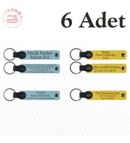 Gök Mavi & Sarı, 6’lı Set, İsim Yazılabilen Deri Anahtarlık, Aile İçi Özel Anlara Unutulmaz Hatıra