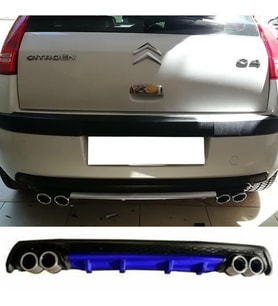 Citroen C4 Mavi Difüzör Çiftli Yuvarlak Egzoz Görünümlü D Tip Difizör
